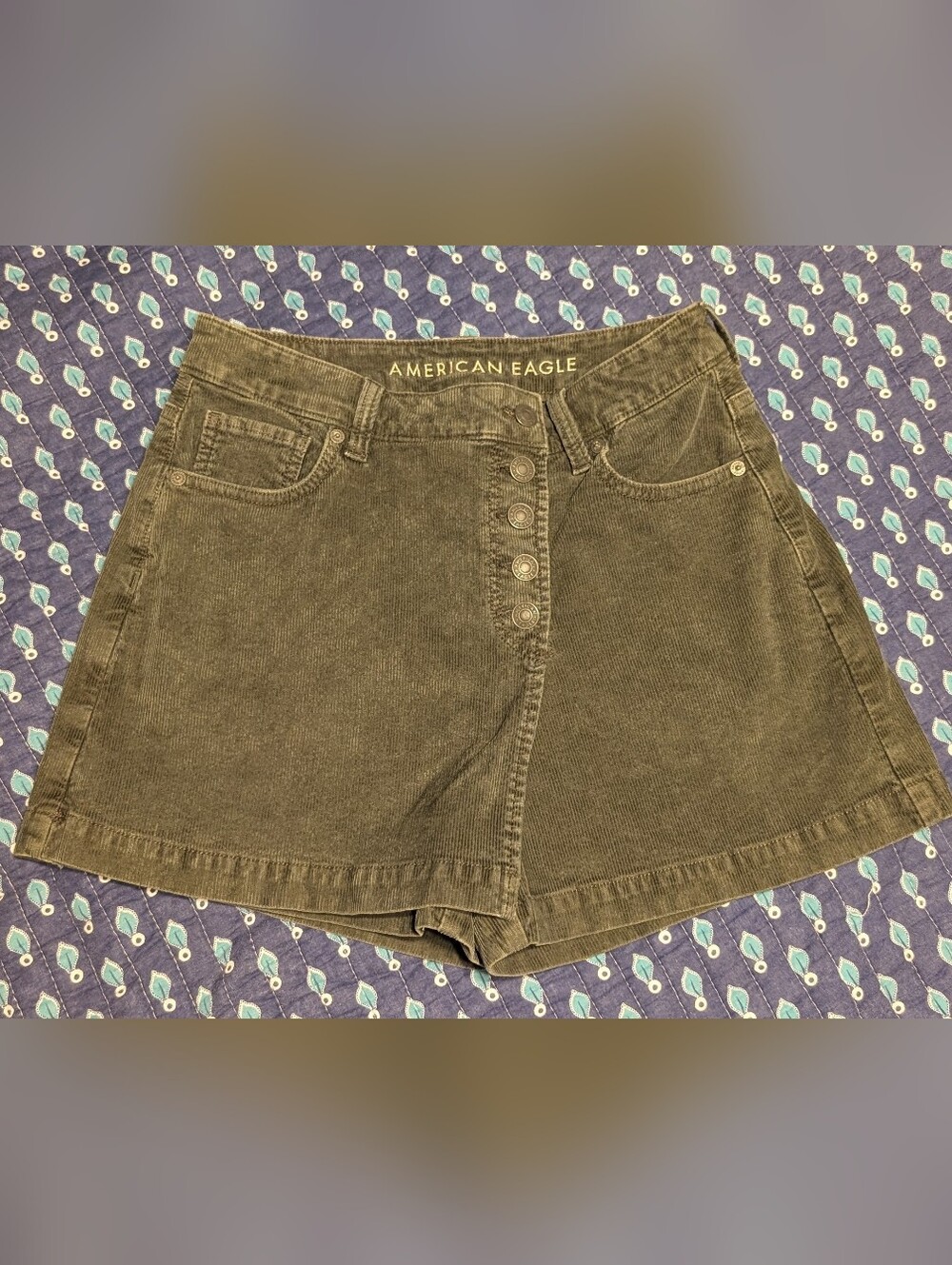 American Eagle Olive Green 🍸 Corduroy Mom Skort Sz 4